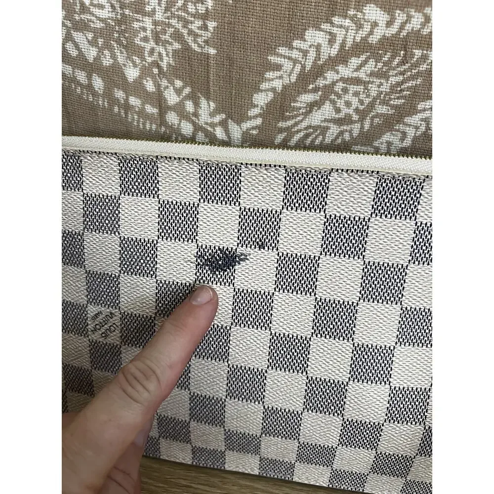 Louis Vuitton Neverfull MM Pouch Wristlet Damier Azur